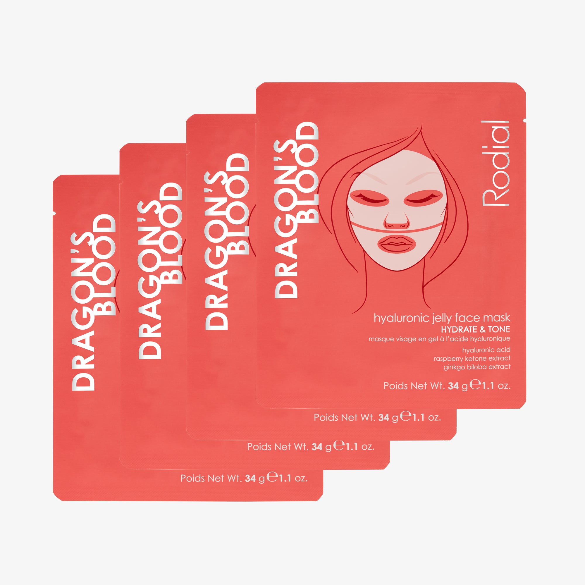 Dragon's Blood Hyaluronic Jelly Face Mask Pack of 4